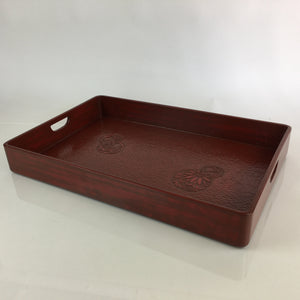 Japanese Wooden Lacquered Tray Obon Vtg Large Size Red UR799