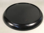 Japanese Wooden Lacquered Tray Obon Vtg Nurimono Black Round UR472