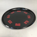 Japanese Wooden Lacquered Tray Obon Vtg Nurimono Black Round UR472