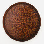 Japanese Wooden Lacquered Tray Obon Vtg Nurimono Brown Ajirobon Round UR497