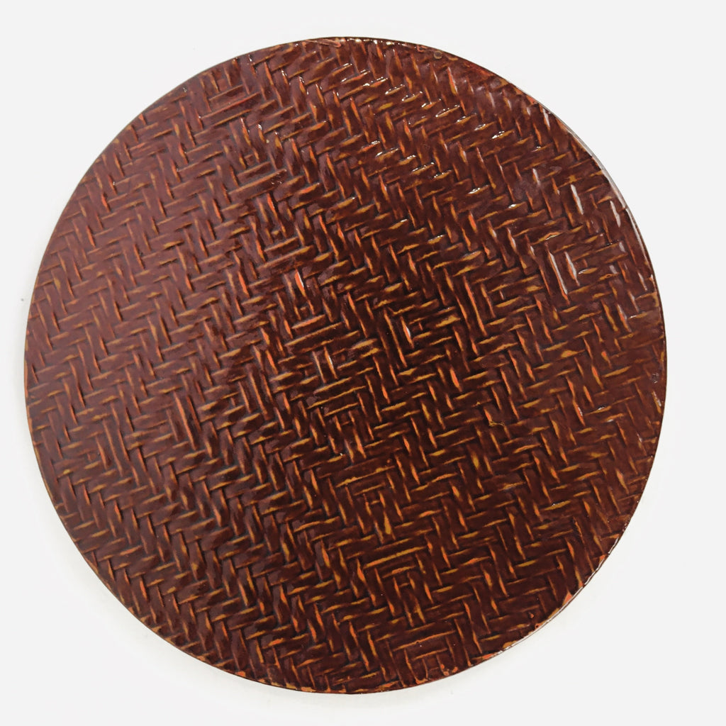 Japanese Wooden Lacquered Tray Obon Vtg Nurimono Brown Ajirobon Round UR497