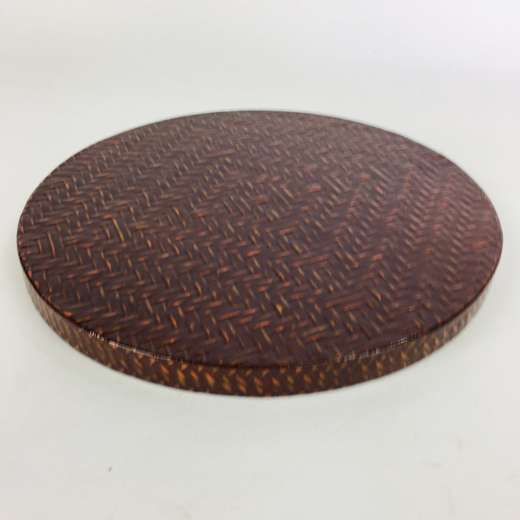 Japanese Wooden Lacquered Tray Obon Vtg Nurimono Brown Ajirobon Round UR497