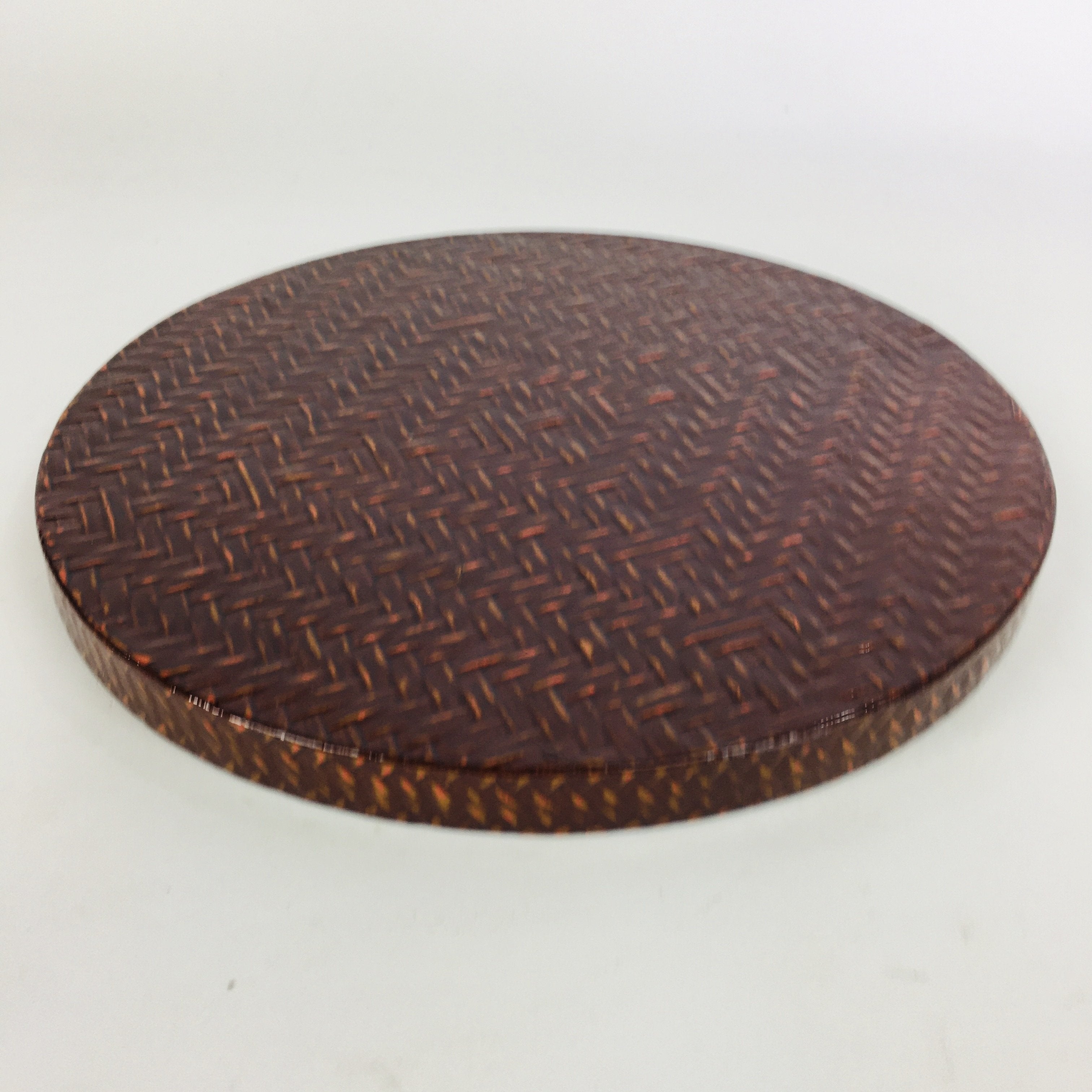 Japanese Wooden Lacquered Tray Obon Vtg Nurimono Brown Ajirobon Round UR497