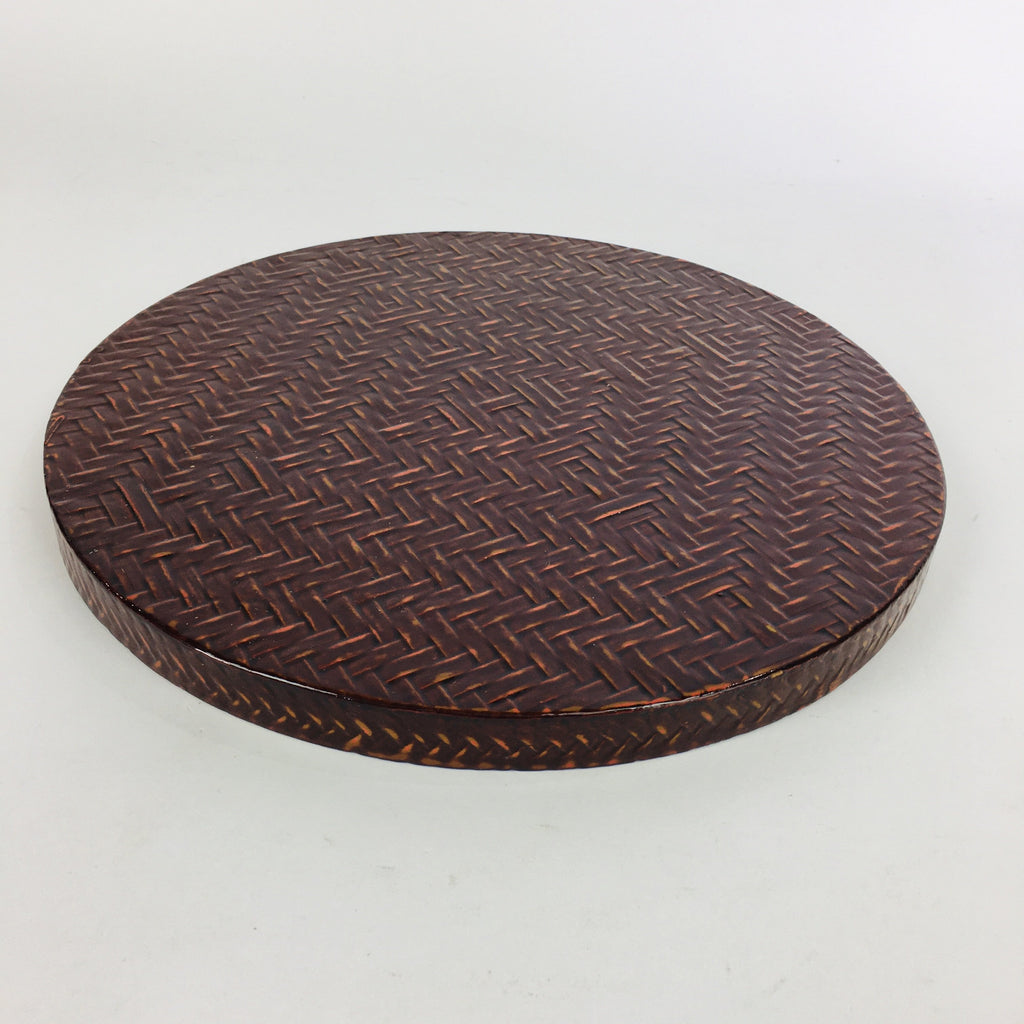 Japanese Wooden Lacquered Tray Obon Vtg Nurimono Brown Ajirobon Round UR497