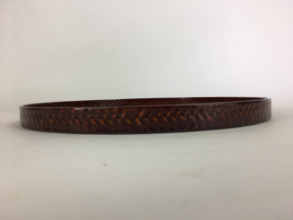 Japanese Wooden Lacquered Tray Obon Vtg Nurimono Brown Ajirobon Round UR497