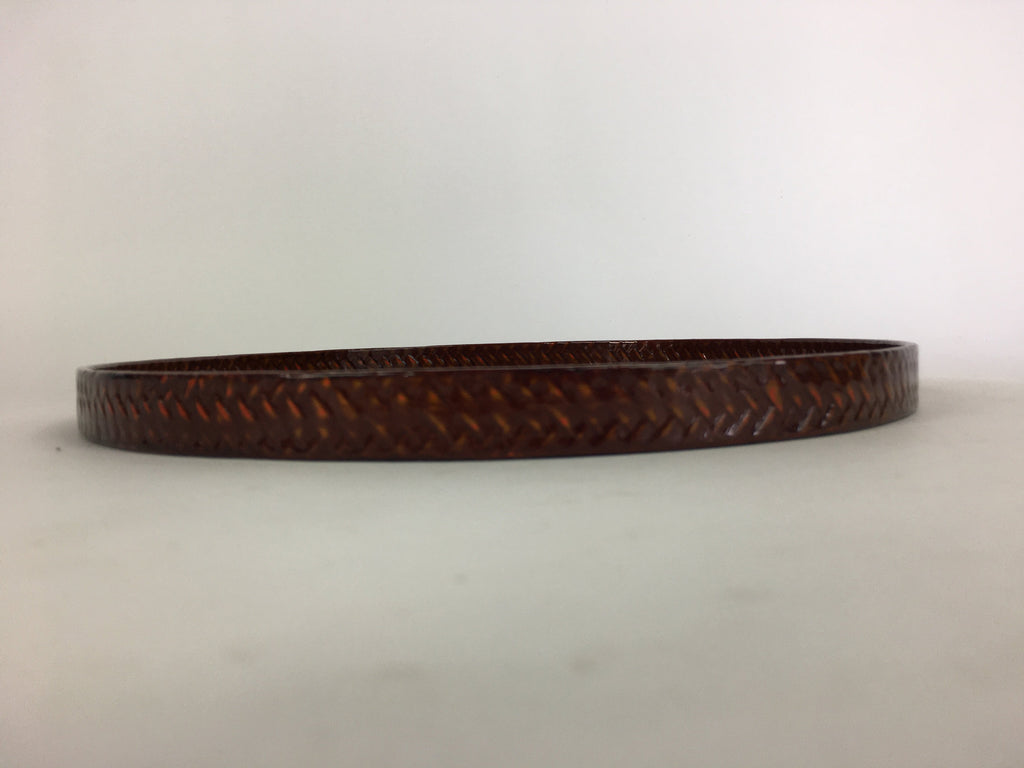 Japanese Wooden Lacquered Tray Obon Vtg Nurimono Brown Ajirobon Round UR497