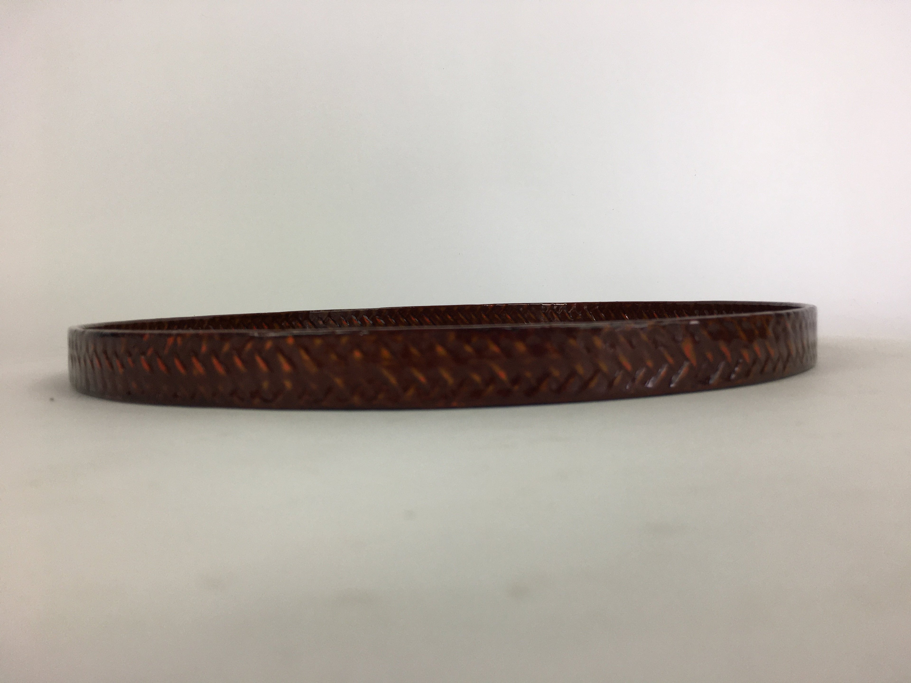 Japanese Wooden Lacquered Tray Obon Vtg Nurimono Brown Ajirobon Round UR497
