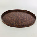 Japanese Wooden Lacquered Tray Obon Vtg Nurimono Brown Ajirobon Round UR497