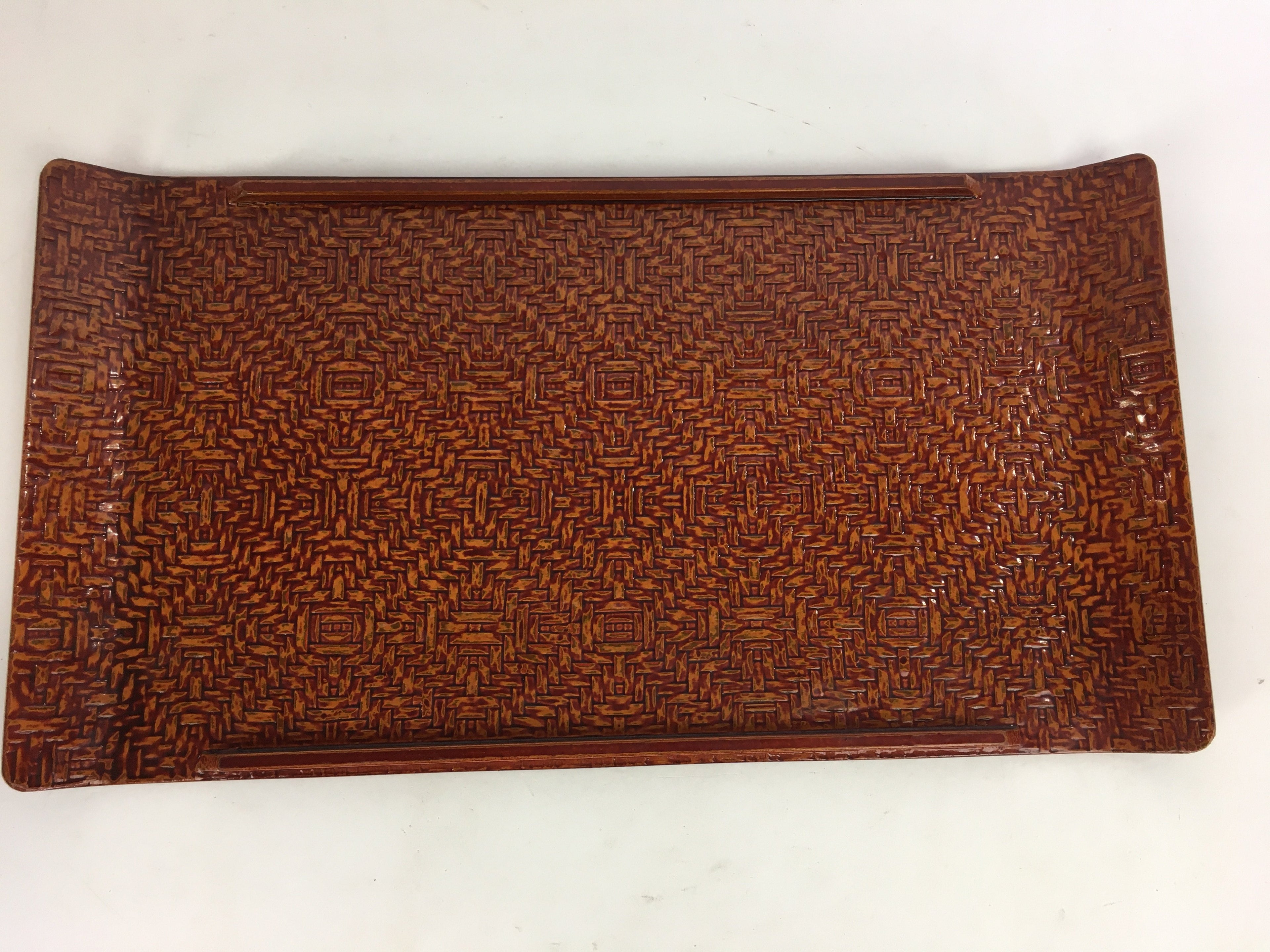 Japanese Wooden Lacquered Tray Obon Vtg Nurimono Brown Ajirobon Square UR513