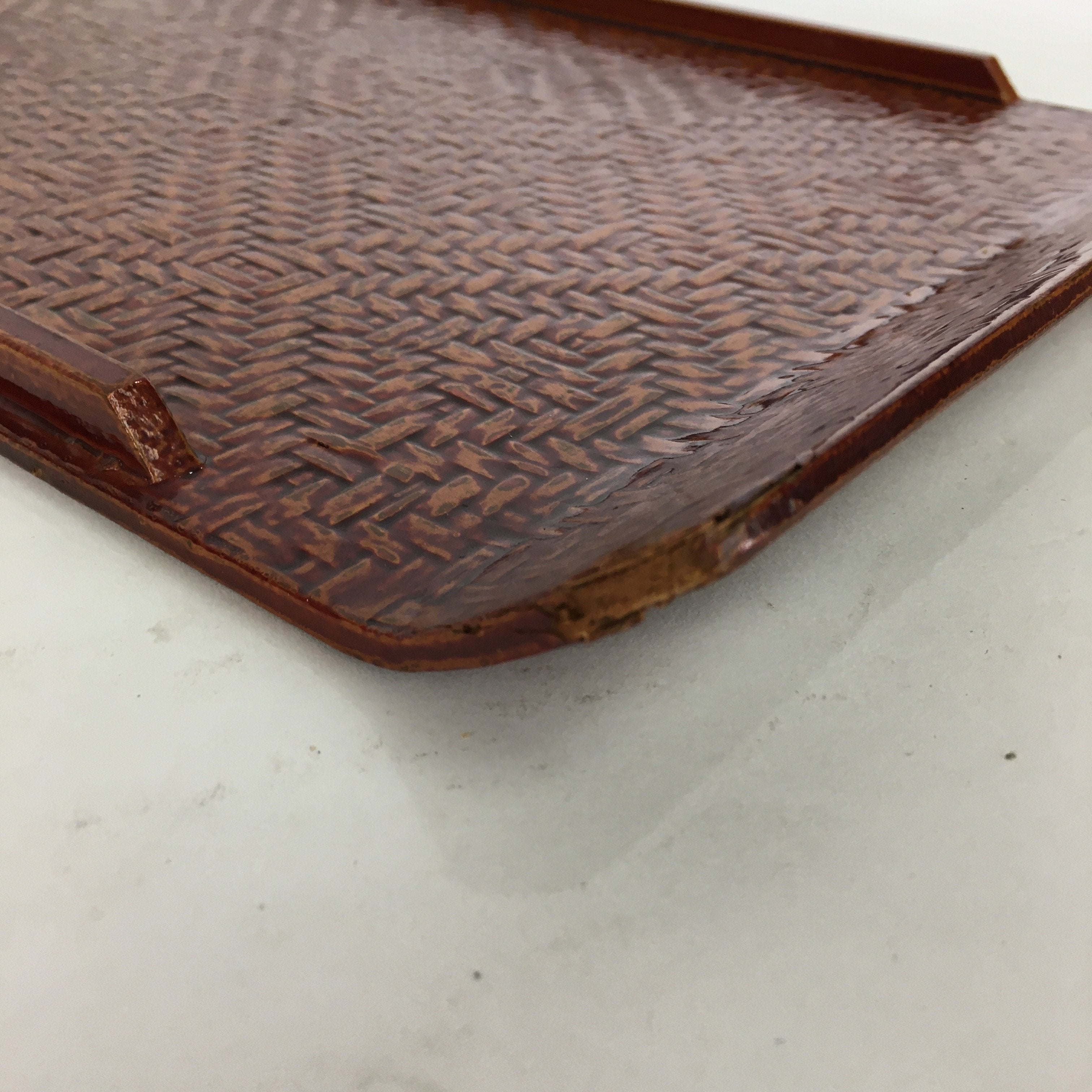 Japanese Wooden Lacquered Tray Obon Vtg Nurimono Brown Ajirobon Square UR513