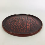 Japanese Wooden Lacquered Tray Obon Vtg Nurimono Brown Bamboo Design UR500