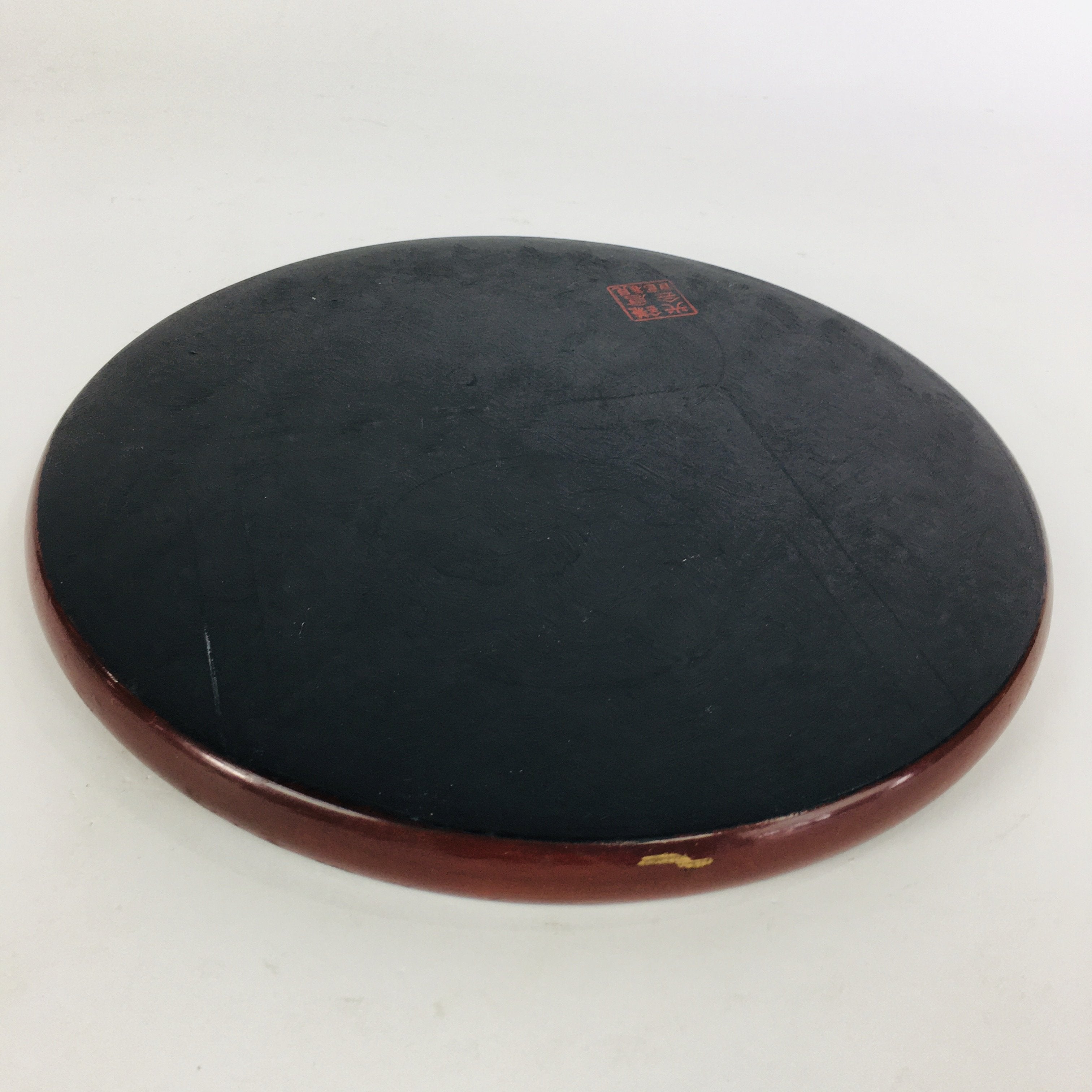 Japanese Wooden Lacquered Tray Obon Vtg Nurimono Brown Bamboo Design UR500