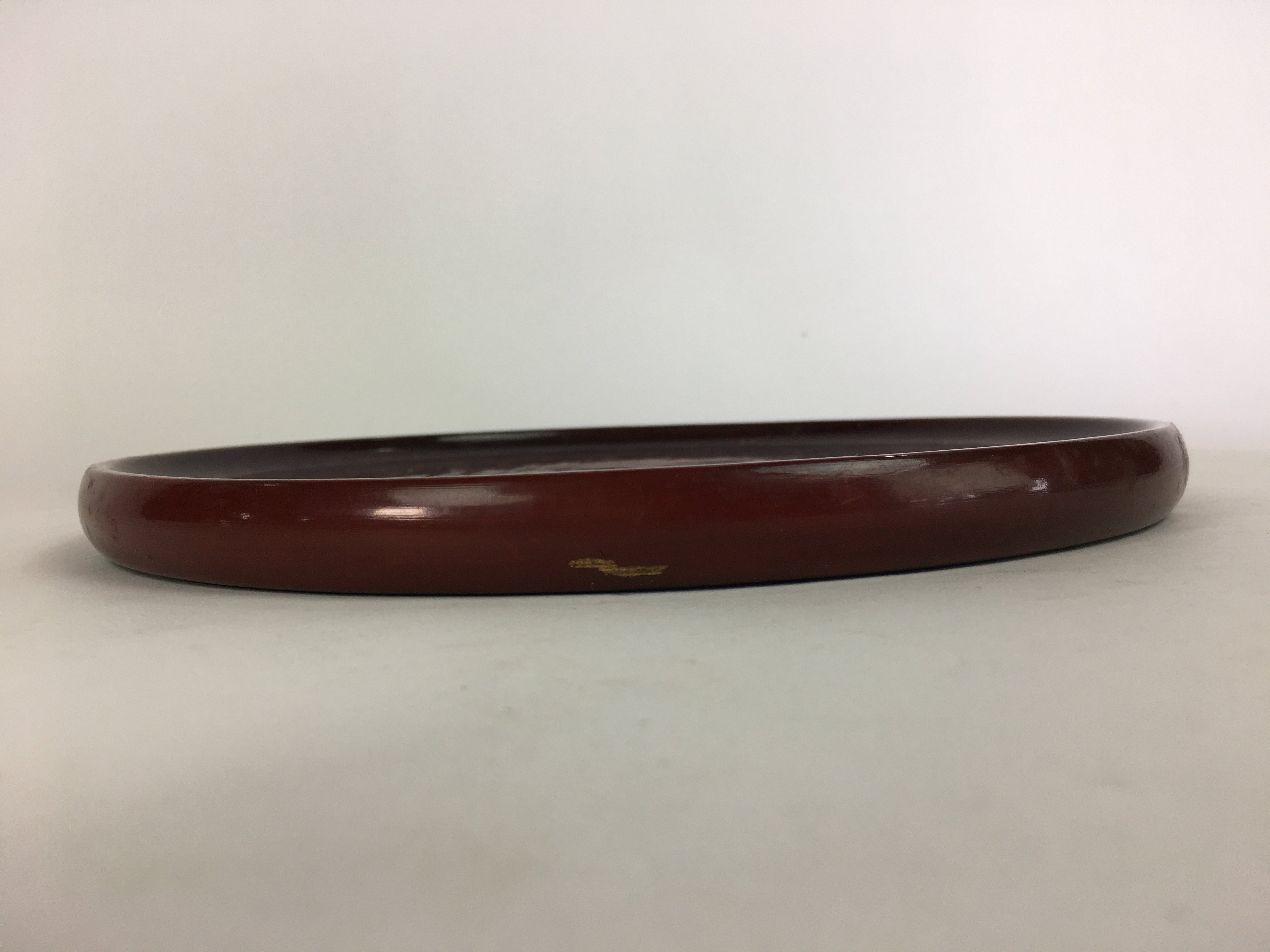 Japanese Wooden Lacquered Tray Obon Vtg Nurimono Brown Bamboo Design UR500