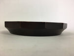 Japanese Wooden Lacquered Tray Obon Vtg Nurimono Brown Dodecagon UR499