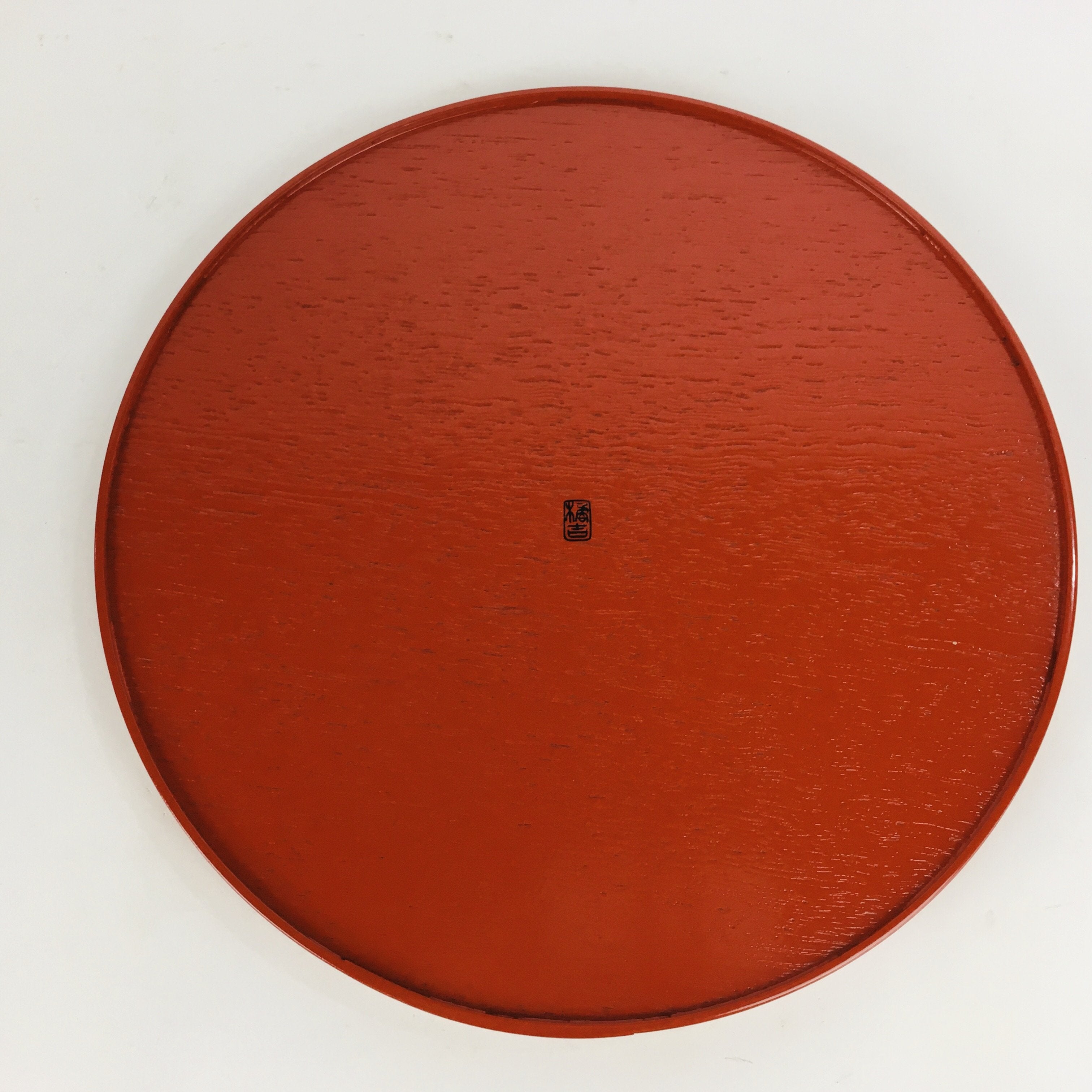 Japanese Wooden Lacquered Tray Obon Vtg Nurimono Brown Round Shape LWB45