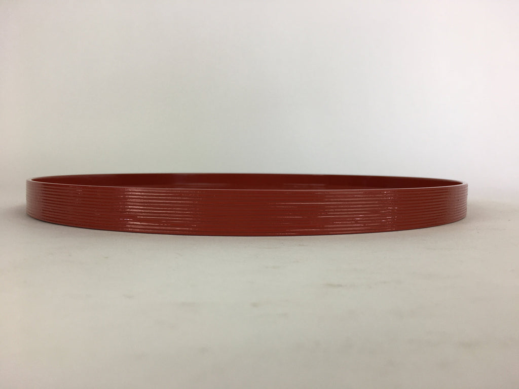 Japanese Wooden Lacquered Tray Obon Vtg Nurimono Brown Round Shape LWB45