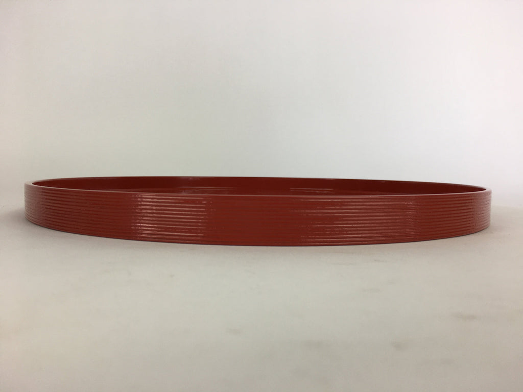 Japanese Wooden Lacquered Tray Obon Vtg Nurimono Brown Round Shape LWB45