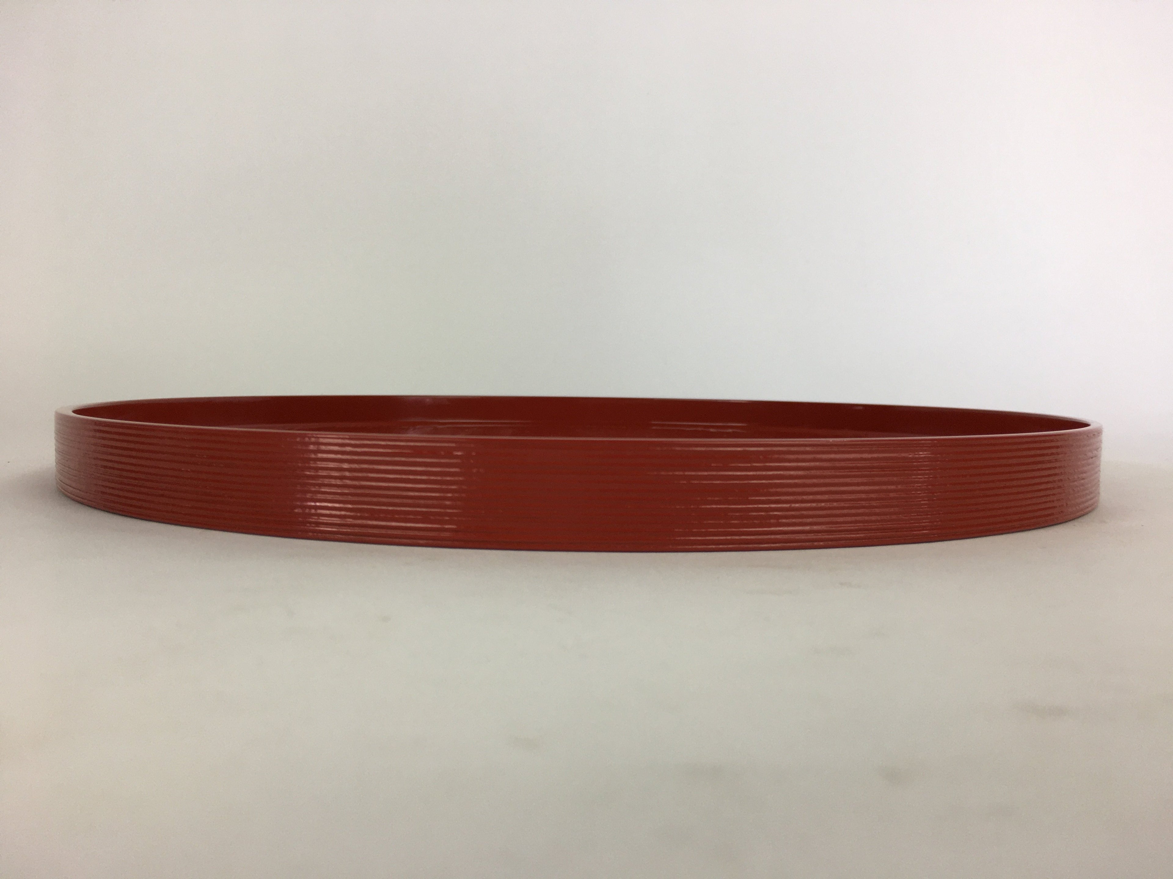 Japanese Wooden Lacquered Tray Obon Vtg Nurimono Brown Round Shape LWB45