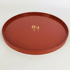 Japanese Wooden Lacquered Tray Obon Vtg Nurimono Brown Round Shape LWB45