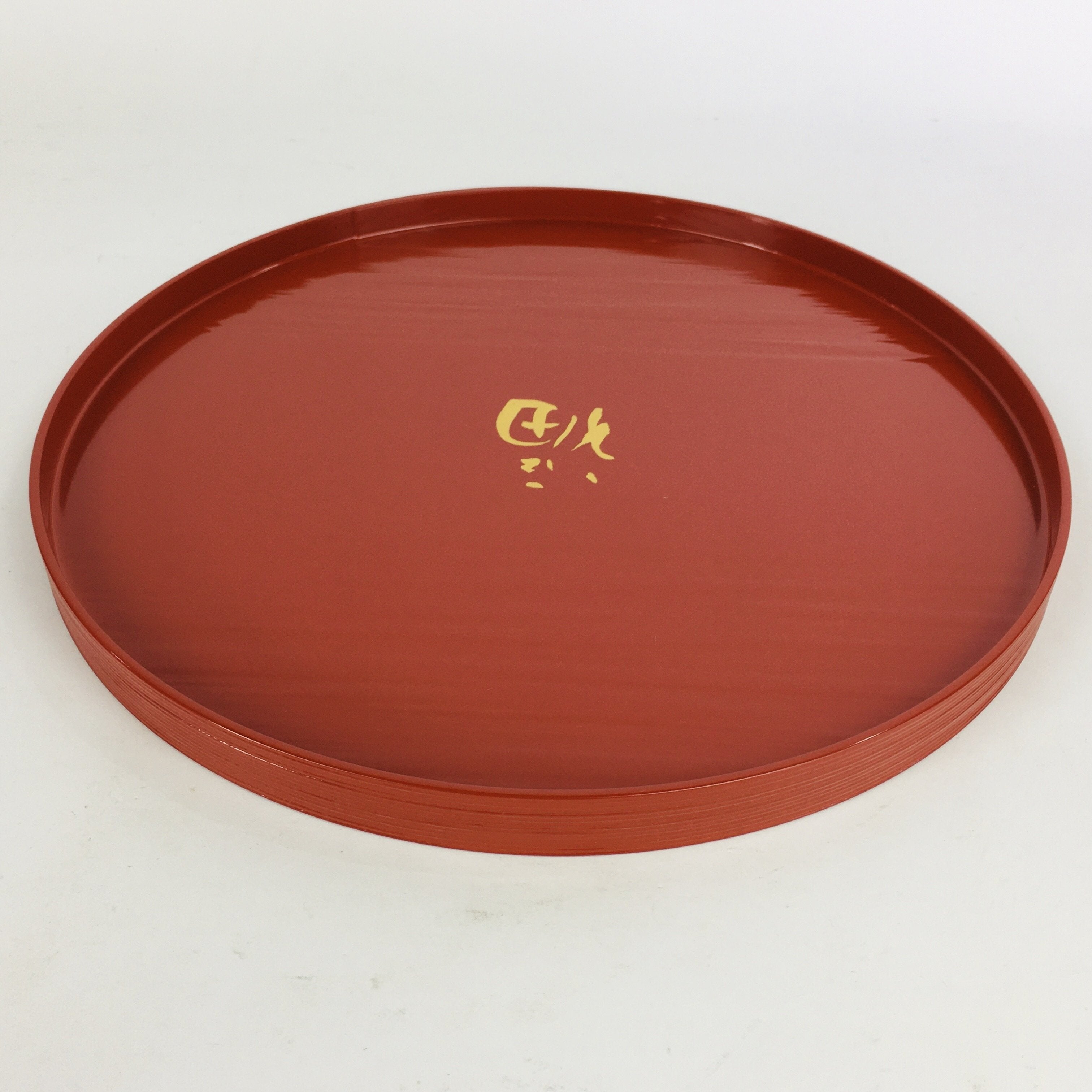Japanese Wooden Lacquered Tray Obon Vtg Nurimono Brown Round Shape LWB45