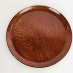 Japanese Wooden Lacquered Tray Obon Vtg Nurimono Brown Round Shape LWB46