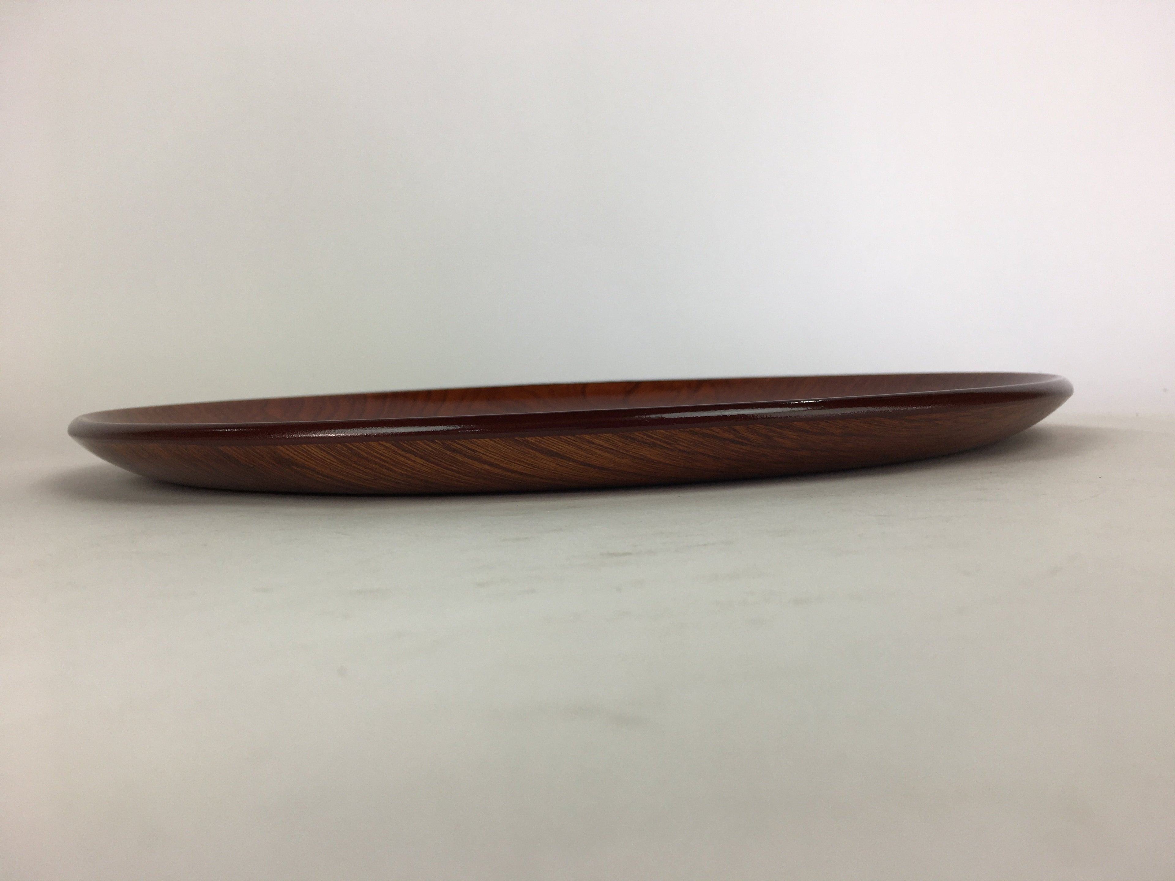 Japanese Wooden Lacquered Tray Obon Vtg Nurimono Brown Round Shape LWB46