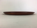 Japanese Wooden Lacquered Tray Obon Vtg Nurimono Brown Round Shape LWB46