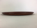 Japanese Wooden Lacquered Tray Obon Vtg Nurimono Brown Round Shape LWB46