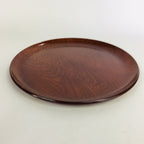Japanese Wooden Lacquered Tray Obon Vtg Nurimono Brown Round Shape LWB46