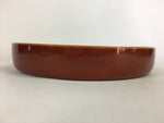 Japanese Wooden Lacquered Tray Obon Vtg Nurimono Brown Round Shape UR492