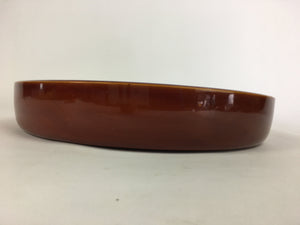 Japanese Wooden Lacquered Tray Obon Vtg Nurimono Brown Round Shape UR492