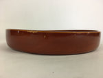 Japanese Wooden Lacquered Tray Obon Vtg Nurimono Brown Round Shape UR492