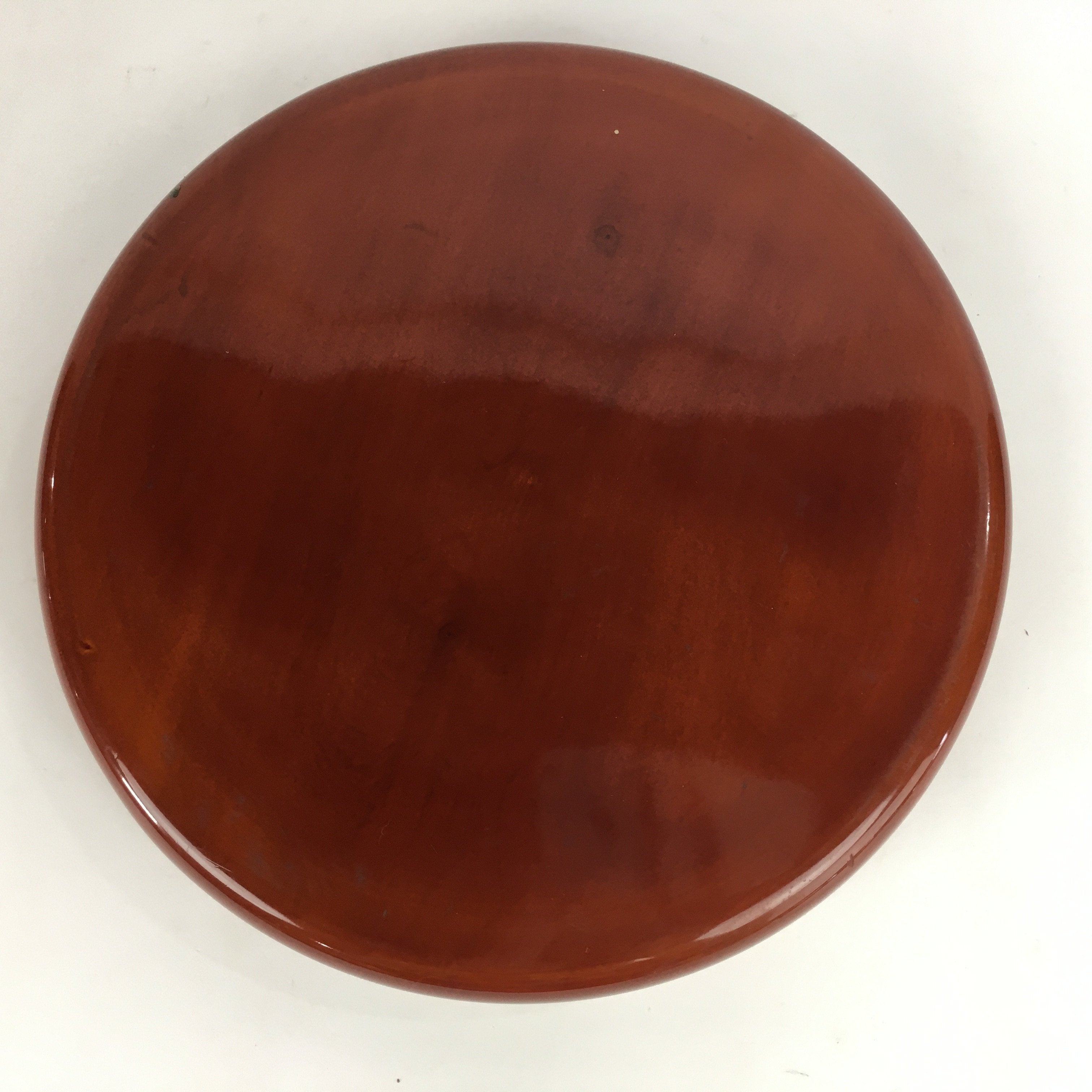 Japanese Wooden Lacquered Tray Obon Vtg Nurimono Brown Round Shape UR492