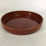 Japanese Wooden Lacquered Tray Obon Vtg Nurimono Brown Round Shape UR492