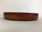 Japanese Wooden Lacquered Tray Obon Vtg Nurimono Brown Round Shape UR493