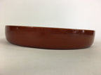 Japanese Wooden Lacquered Tray Obon Vtg Nurimono Brown Round Shape UR493