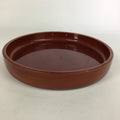 Japanese Wooden Lacquered Tray Obon Vtg Nurimono Brown Round Shape UR493