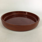 Japanese Wooden Lacquered Tray Obon Vtg Nurimono Brown Round Shape UR493