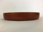 Japanese Wooden Lacquered Tray Obon Vtg Nurimono Brown Round Shape UR494