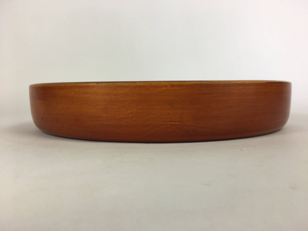 Japanese Wooden Lacquered Tray Obon Vtg Nurimono Brown Round Shape UR494