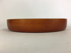 Japanese Wooden Lacquered Tray Obon Vtg Nurimono Brown Round Shape UR494