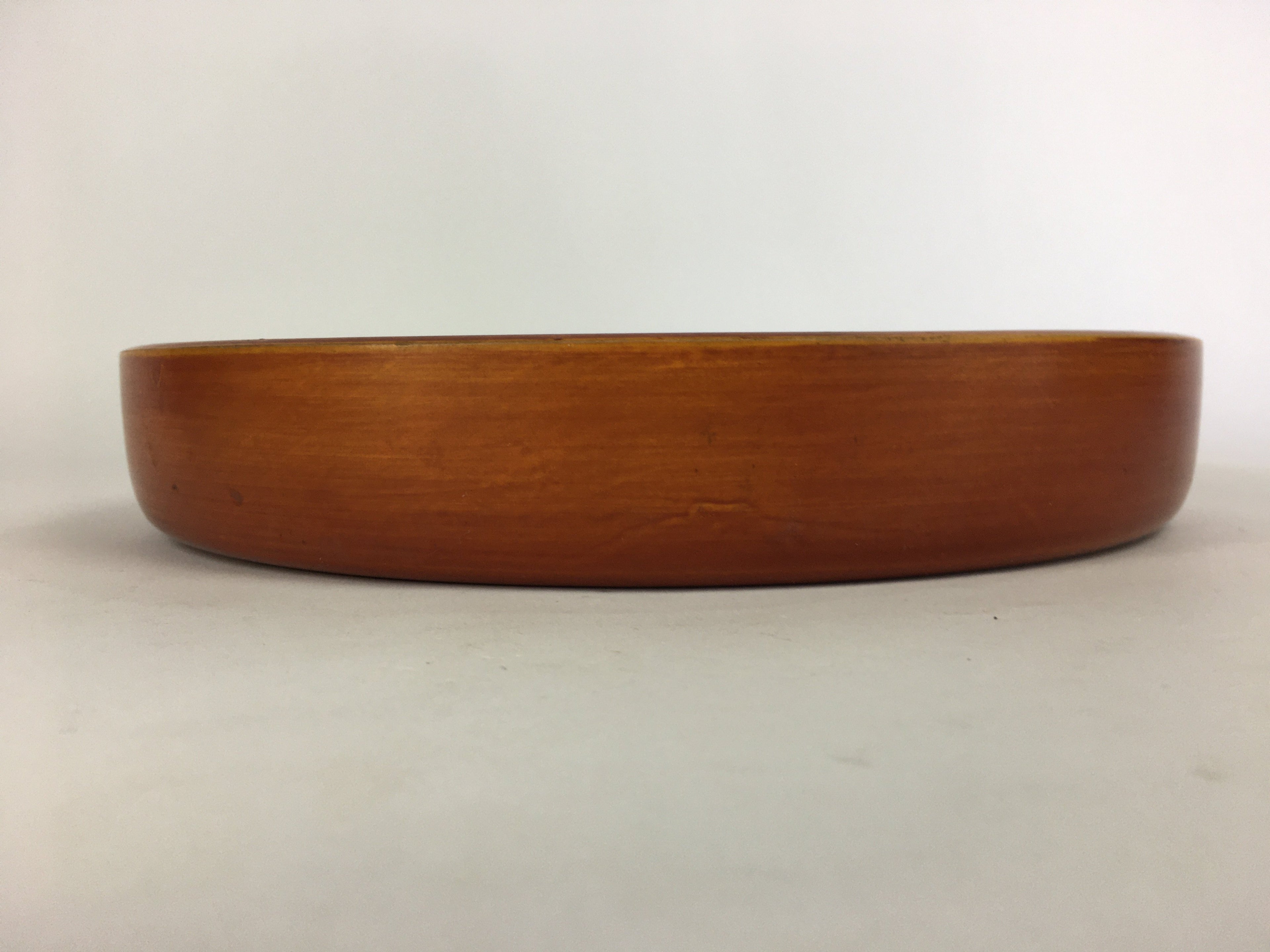Japanese Wooden Lacquered Tray Obon Vtg Nurimono Brown Round Shape UR494