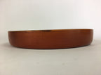 Japanese Wooden Lacquered Tray Obon Vtg Nurimono Brown Round Shape UR494