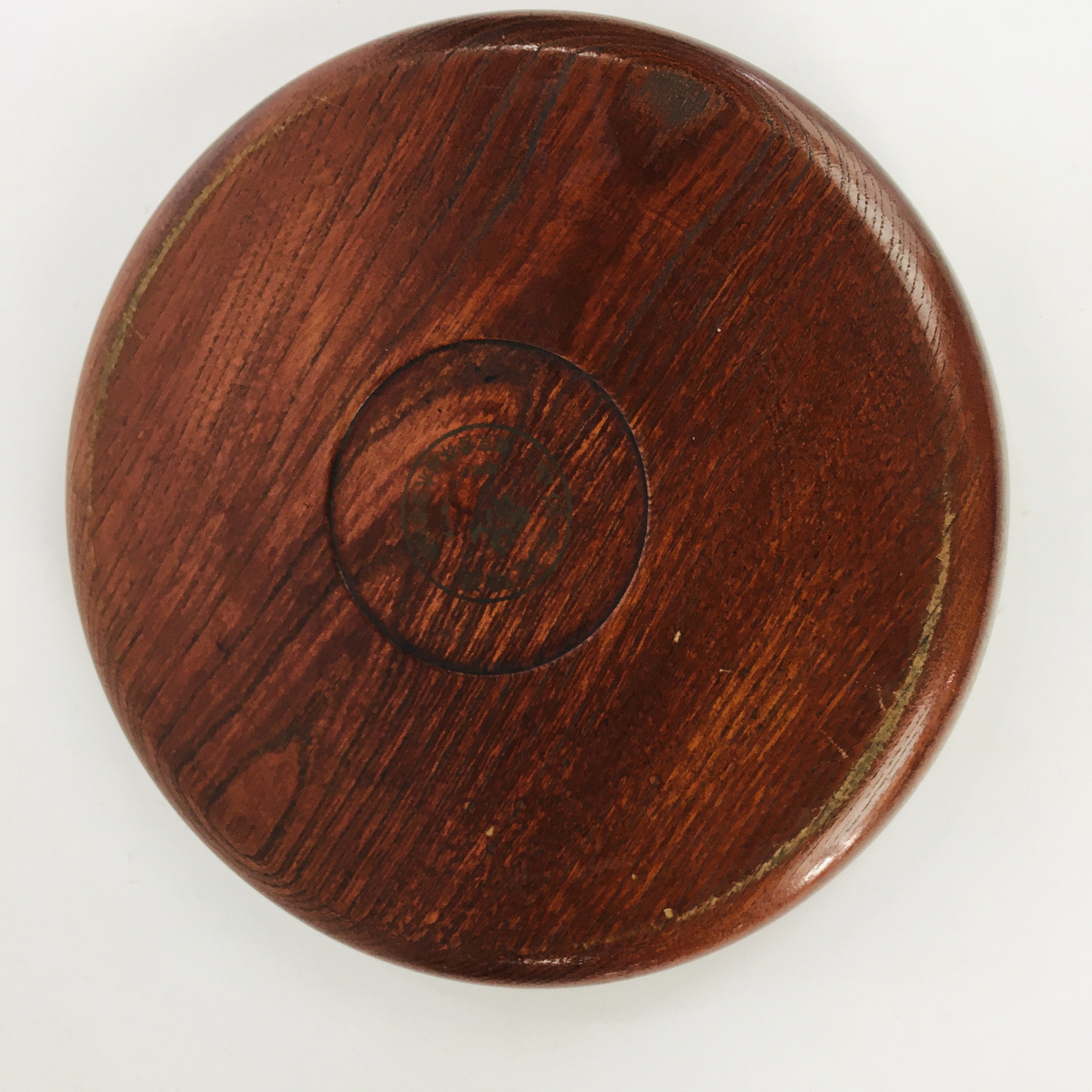 Japanese Wooden Lacquered Tray Obon Vtg Nurimono Brown Round Shape UR495