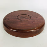 Japanese Wooden Lacquered Tray Obon Vtg Nurimono Brown Round Shape UR495