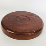 Japanese Wooden Lacquered Tray Obon Vtg Nurimono Brown Round Shape UR495