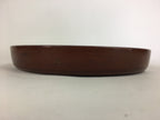 Japanese Wooden Lacquered Tray Obon Vtg Nurimono Brown Round Shape UR495