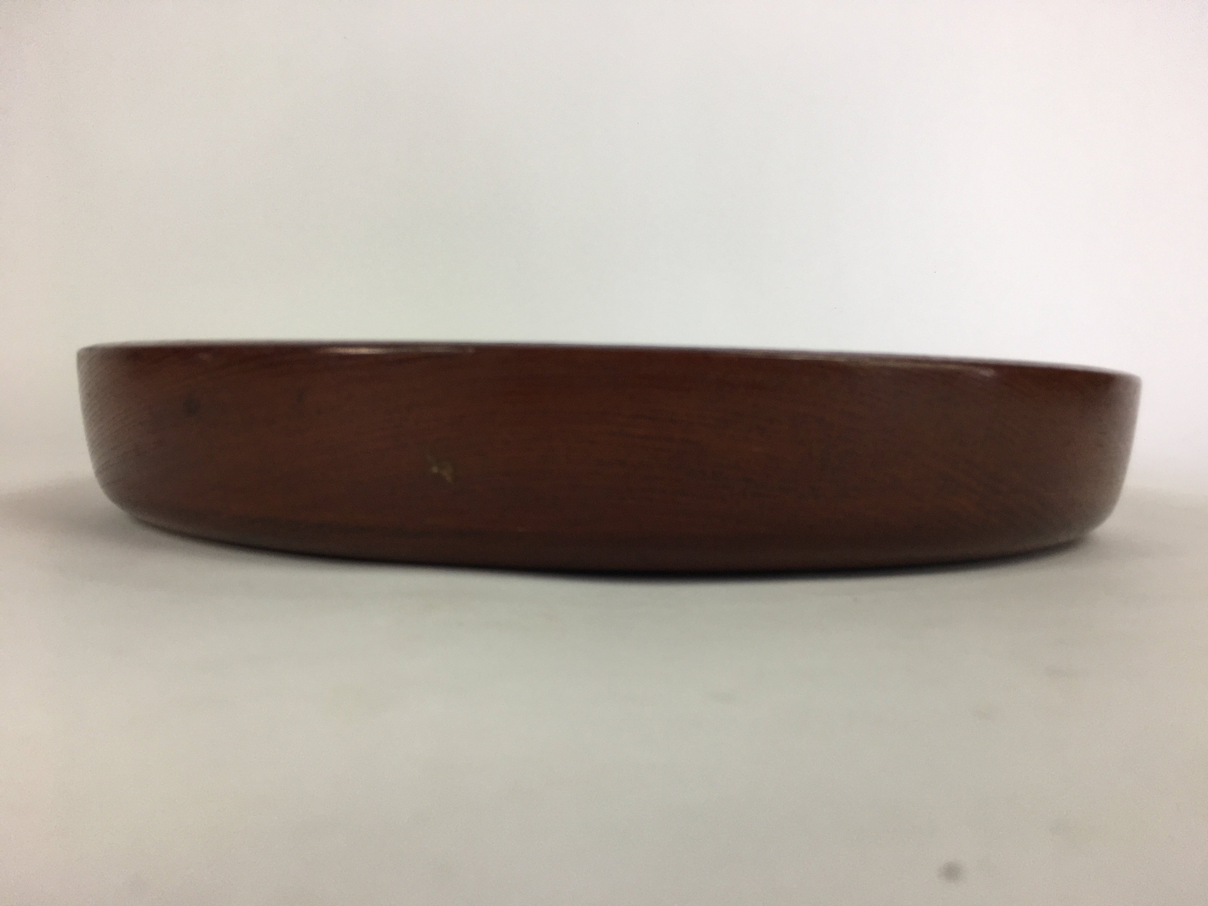 Japanese Wooden Lacquered Tray Obon Vtg Nurimono Brown Round Shape UR495
