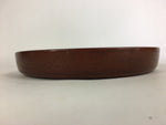 Japanese Wooden Lacquered Tray Obon Vtg Nurimono Brown Round Shape UR495