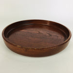 Japanese Wooden Lacquered Tray Obon Vtg Nurimono Brown Round Shape UR495